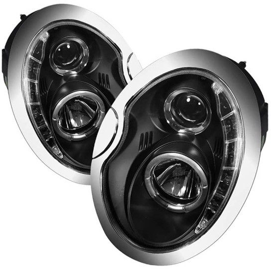 Μπροστινά Φανάρια Set Για Mini Cooper (R50/52/53) 01-06 DRL Μαύρα H1/H1 Με Μοτέρ Sonarr