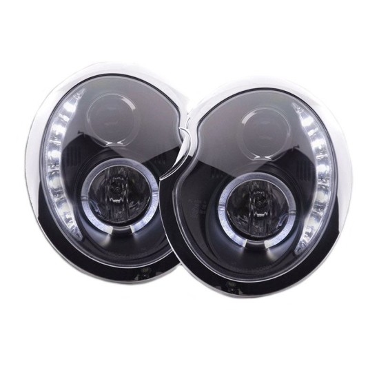 Μπροστινά Φανάρια Set Για Mini Cooper (R50/52/53) 01-06 DRL Μαύρα H1/H1 Με Μοτέρ Sonarr