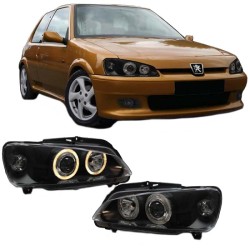 Μπροστινά Φανάρια Set Για Peugeot 106 96-99 Angel Eyes Μαύρα H7/H7 Depo Μπροστινά Φανάρια Set Για Peugeot 106 96-99 Angel Eyes Μαύρα H7/H7 Depo