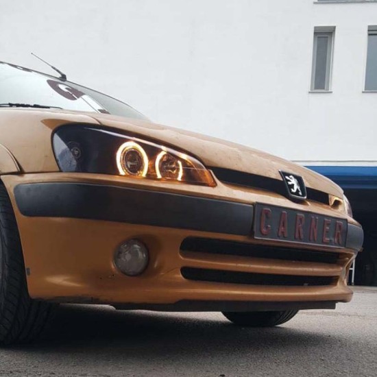 Μπροστινά Φανάρια Set Για Peugeot 106 96-99 Angel Eyes Μαύρα H7/H7 Depo