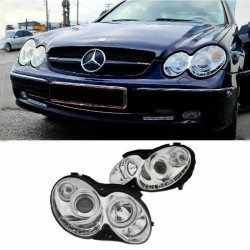 Μπροστινά Φανάρια Set Για Mercedes-Benz CLK W209 03-10 Projectors Χρωμίου H7/H1 Με Ρυθμιστή Αέρος Sonar