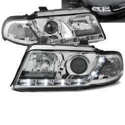 Μπροστινά Φανάρια Set Για Audi A4 B5 99-00 DRL Χρωμίου H1/H1 Sonar