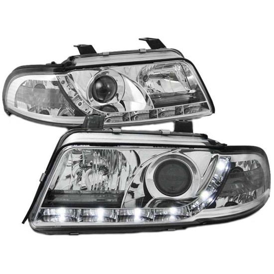 Μπροστινά Φανάρια Set Για Audi A4 B5 99-00 DRL Χρωμίου H1/H1 Sonar