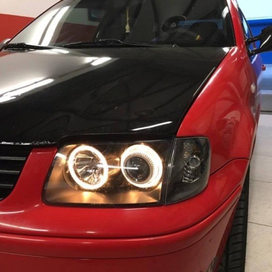 Μπροστινά Φανάρια Set Για Vw Polo 6N2 99-01 Angel Eyes Μαύρα H7/H7 Depo