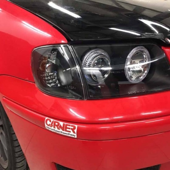 Μπροστινά Φανάρια Set Για Vw Polo 6N2 99-01 Angel Eyes Μαύρα H7/H7 Depo