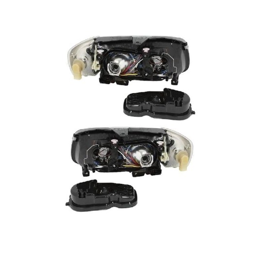 Μπροστινά Φανάρια Set Για Vw Polo 6N2 99-01 Angel Eyes Μαύρα H7/H7 Depo