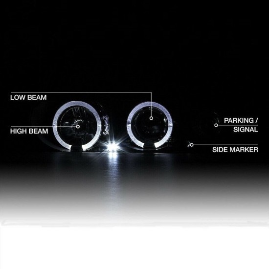 Μπροστινά Φανάρια Set Για Bmw 3 E36 90-99 Coupe / Cabrio Angel Eyes & Led Μαύρα H1/H1 Sonar