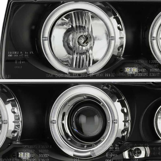 Μπροστινά Φανάρια Set Για Bmw 3 E36 90-99 Coupe / Cabrio Angel Eyes & Led Μαύρα H1/H1 Sonar