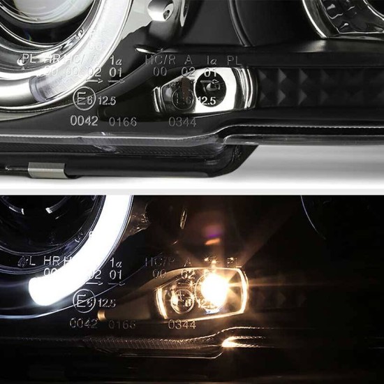Μπροστινά Φανάρια Set Για Bmw 3 E36 90-99 Coupe / Cabrio Angel Eyes & Led Μαύρα H1/H1 Sonar