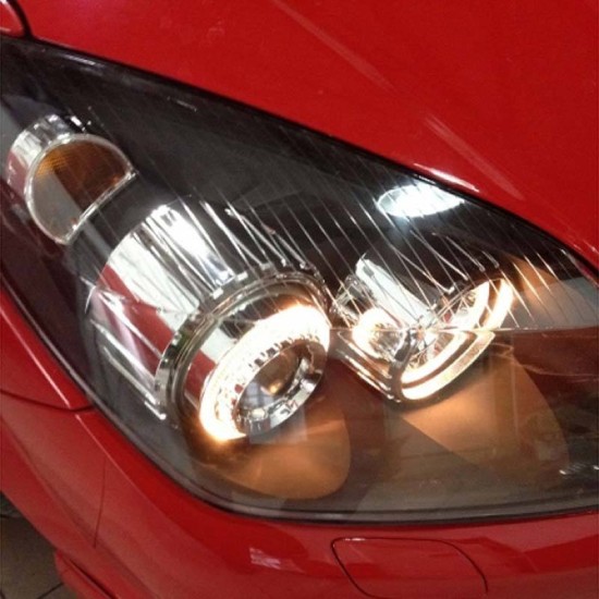 Μπροστινά Φανάρια Set Για Opel Astra H 04-09 Angel Eyes Μαύρα H7/H7 Με Μοτέρ Depo