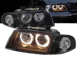 Μπροστινά Φανάρια Set Για Audi A4 B5 94-98 Angel Eyes Μαύρα H7/H7 Depo Μπροστινά Φανάρια Set Για Audi A4 B5 94-98 Angel Eyes Μαύρα H7/H7 Depo