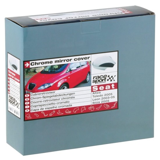 Καπάκια Καθρεφτών Για Seat Ibiza / Cordoba 6L 02-08, Leon 1M 03-05, Altea & Toledo 04-09 Χρωμίου 2 Τεμάχια