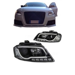 Μπροστινά Φανάρια Set Για Audi A3 8P 08-12 TRU DRL & Led Tube Μαύρα H7/H1 Sonar Μπροστινά Φανάρια Set Για Audi A3 8P 08-12 TRU DRL & Led Tube Μαύρα H7/H1 Sonar