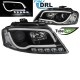 Μπροστινά Φανάρια Set Για Audi A3 8P 08-12 TRU DRL & Led Tube Μαύρα H7/H1 Sonar