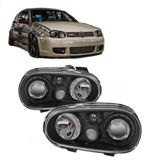 Μπροστινά Φανάρια Set Για Vw Golf IV (4) 97-03 R32 Look Projectors Μαύρα H7/H7/H3 Depo