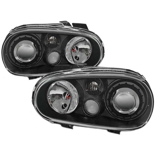 Μπροστινά Φανάρια Set Για Vw Golf IV (4) 97-03 R32 Look Projectors Μαύρα H7/H7/H3 Depo