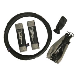 Κάλυμμα Τιμονιού Αυτοκινήτου Δερματίνη Flame Γκρι Medium 38cm Κάλυμμα Τιμονιού Αυτοκινήτου Δερματίνη Flame Γκρι Medium 38cm