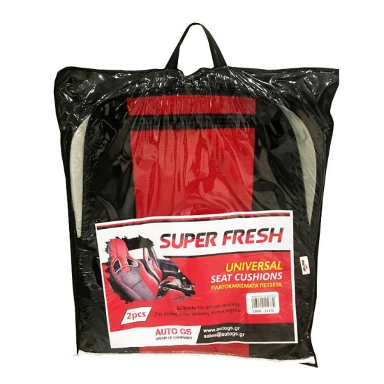 Πλατοκαθίσματα Μπροστινά Πετσέτα Super Fresh Μαύρο-Κόκκινο 2 Τεμάχια