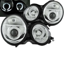 Μπροστινά Φανάρια Set Για Mercedes-Benz E-Class W210 95-99 Angel Eyes Χρωμίου H7/H1 Manual Sonar Μπροστινά Φανάρια Set Για Mercedes-Benz E-Class W210 95-99 Angel Eyes Χρωμίου H7/H1 Manual Sonar