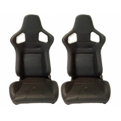 Καθίσματα Bucket RS Δερματίνη Μαύρο Με Άσπρες Ραφές Ζευγάρι 2 Τεμαχίων