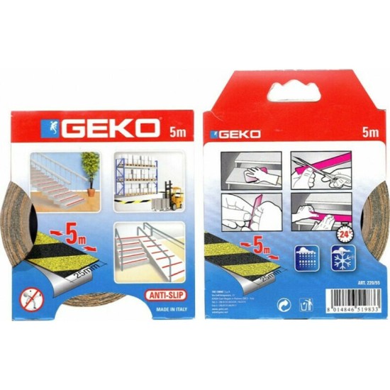 Αυτοκόλλητη Αντιολισθητική Ταινία Geko 25mm x 5m Κίτρινο / Μαύρο