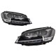 Μπροστινά Φανάρια Set Για Vw Golf VII (7) 12-17 U-Type DRL & Led Φλας Dynamic GTI R-Line Look Μαύρα H7/H7 Με Μοτέρ Carner