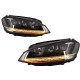 Μπροστινά Φανάρια Set Για Vw Golf VII (7) 12-17 U-Type DRL & Led Φλας Dynamic GTI R-Line Look Μαύρα H7/H7 Με Μοτέρ Carner