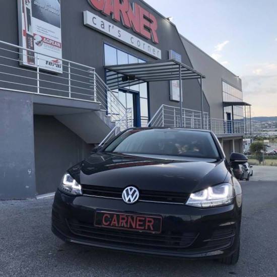 Μπροστινά Φανάρια Set Για Vw Golf VII (7) 12-17 U-Type DRL & Led Φλας Dynamic GTI R-Line Look Μαύρα H7/H7 Με Μοτέρ Carner