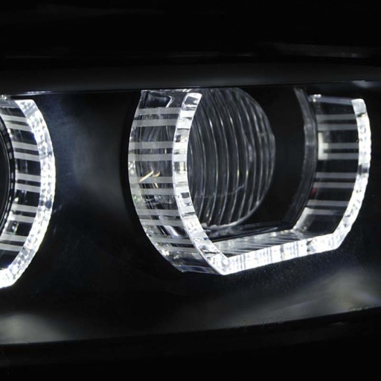 Μπροστινά Φανάρια Set Για Bmw 3 E92 / E93 06-10 U-LED 3D Angel Eyes Μαύρα Xenon D1S Sonar