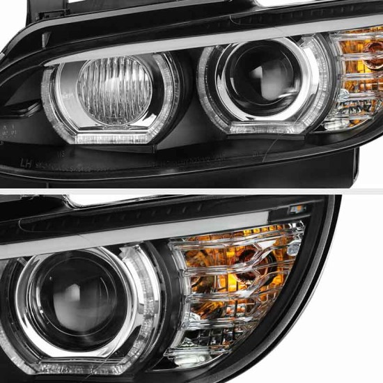 Μπροστινά Φανάρια Set Για Bmw 3 E92 / E93 06-10 U-LED 3D Angel Eyes Μαύρα Xenon D1S Sonar