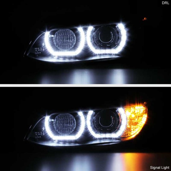 Μπροστινά Φανάρια Set Για Bmw 3 E92 / E93 06-10 U-LED 3D Angel Eyes Μαύρα Xenon D1S Sonar