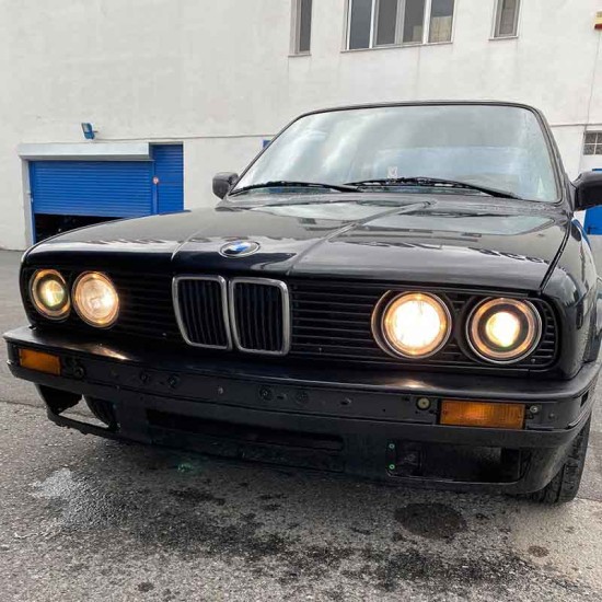 Μπροστινά Φανάρια Set Για Bmw 3 E30 82-94 Angel Eyes Μαύρα H1/H1 Manual Carner