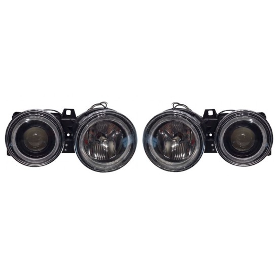 Μπροστινά Φανάρια Set Για Bmw 3 E30 82-94 Angel Eyes Μαύρα H1/H1 Manual Carner