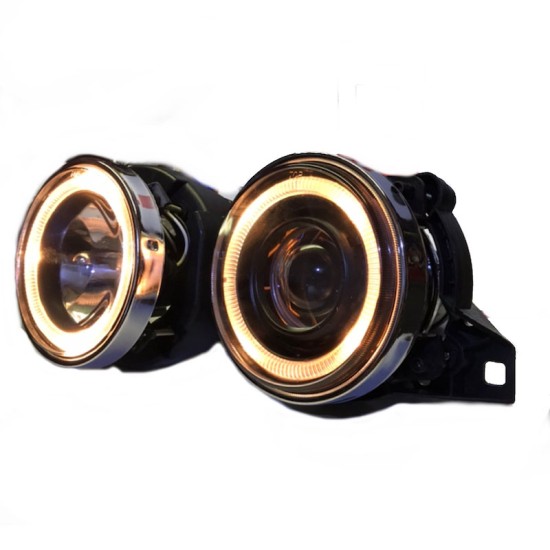 Μπροστινά Φανάρια Set Για Bmw 3 E30 82-94 Angel Eyes Μαύρα H1/H1 Manual Carner