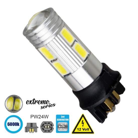 Λάμπα Led W24W 12volt 10 Led 5watt Canbus Λευκή 6000k 1 Τεμάχιο