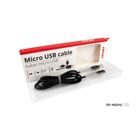 Καλώδιο Φόρτισης micro USB Μαύρο FullLINK 2,4A 100cm Amio 01431