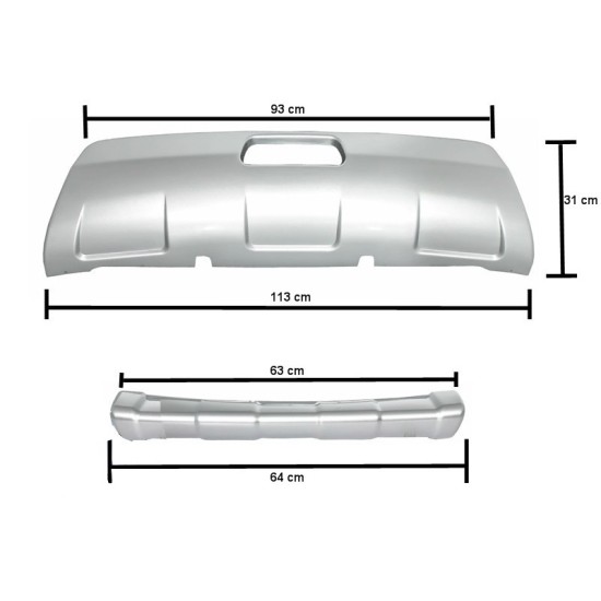 Skid Plates Προφυλακτήρων Off Road Package Για Nissan Qashqai J10 2007-2010 Ασημί 2 Τεμάχια