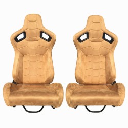 Καθίσματα Bucket R8 Suede Αλκαντάρα Μπεζ Ζευγάρι 2 Τεμαχίων Καθίσματα Bucket R8 Suede Αλκαντάρα Μπεζ Ζευγάρι 2 Τεμαχίων