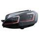 Μπροστινά Φανάρια Set Για Vw Golf 7.5 17-19 Facelift DRL & Dynamic Signal Μαύρα Με Κόκκινη Γραμμή GTI Look H7 Με Μοτέρ Carner