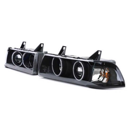 Μπροστινά Φανάρια Set Για Bmw 3 E36 90-99 Sedan / Compact / Touring ccfl Angel Eyes Μαύρα H3/H1 Eagle Eyes