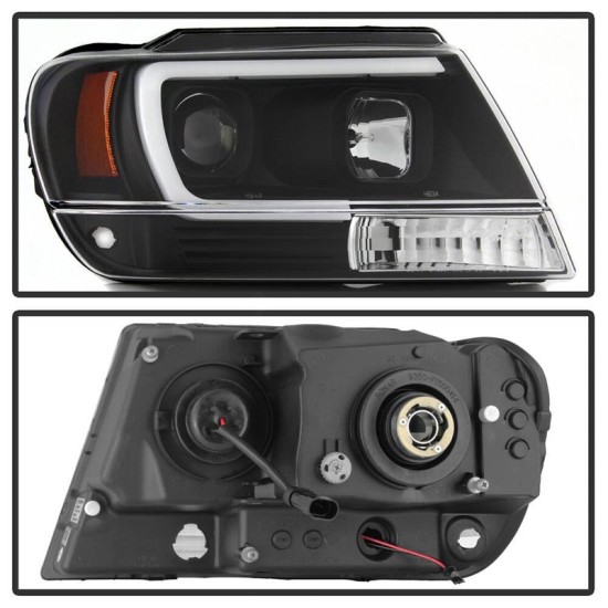 Μπροστινά Φανάρια Set Για Jeep Grand Cherokee 99-05 WJ DRL Tube Lights Μαύρα HB4/H1 Manual Sonar