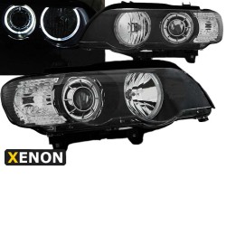 Μπροστινά Φανάρια Set Για Bmw X5 E53 99-03 Led Angel Eyes & Led Φλας Μαύρα Xenon D2S/H7 Με Μοτέρ Depo Μπροστινά Φανάρια Set Για Bmw X5 E53 99-03 Led Angel Eyes & Led Φλας Μαύρα Xenon D2S/H7 Με Μοτέρ Depo