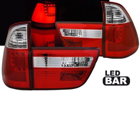 Πισινά Φανάρια Set Για Bmw X5 E53 99-03 Led Bar Κόκκινο/Crystal JunYan