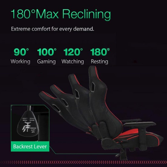 Κάθισμα Bucket RS Avalon Gaming Chair Δερματίνη Μαύρο Με Κόκκινες Ραφές Καπιτονέ 1 Τεμάχιο Carner 2046