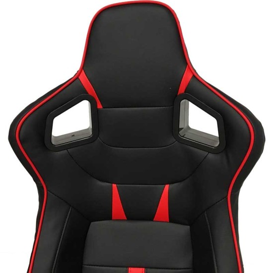 Κάθισμα Bucket RS Avalon Gaming Chair Δερματίνη Μαύρο Με Κόκκινες Ραφές Καπιτονέ 1 Τεμάχιο Carner 2046
