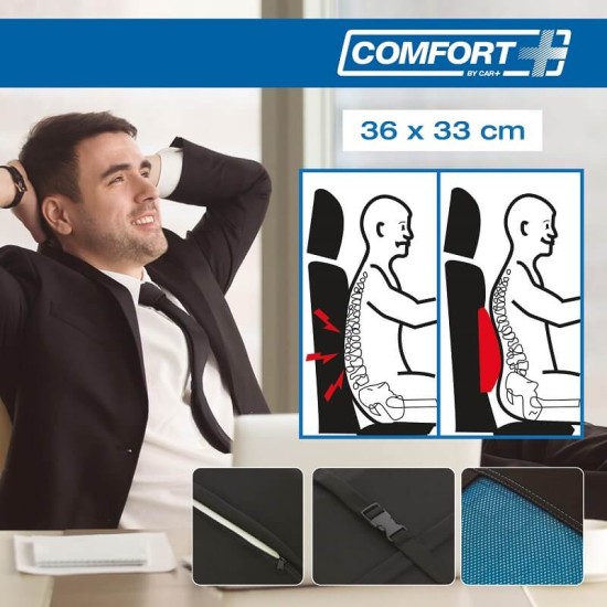 Ανατομικό / Ορθοπεδικό Μαξιλαράκι Μέσης Memory Foam & Gel RK19019 36x33cm μαύρο / μπλε 1 τεμάχιο