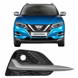 Δίχτυ Προφυλακτήρα Εμπρός Πλαινό Για Nissan Qashqai J11 17+ Με PDC Ασημί / Μαύρο Δεξί 1 Τεμάχιο