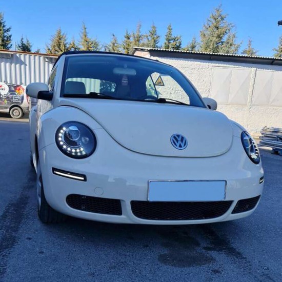 Μπροστινά Φανάρια Set Για Vw New Beetle 06-12 DRL Μαύρα H7 Με Μοτέρ Sonar