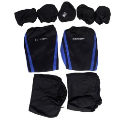 Καλύμματα Καθισμάτων Υφασμάτινα Concept Μαύρο-Μπλε Σετ Εμπρός-Πίσω 9 Τεμάχια