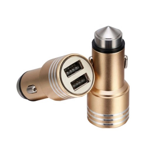 Φορτιστής Αναπτήρα Αυτοκινήτου Με 2 Θύρες Usb 2.1A/1A 12/24V Χρυσό 99168